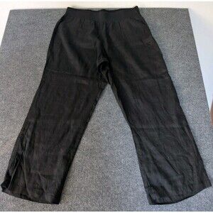 Allen Allen 100% Linen Wide Leg Pants Women's Size 3X Black
